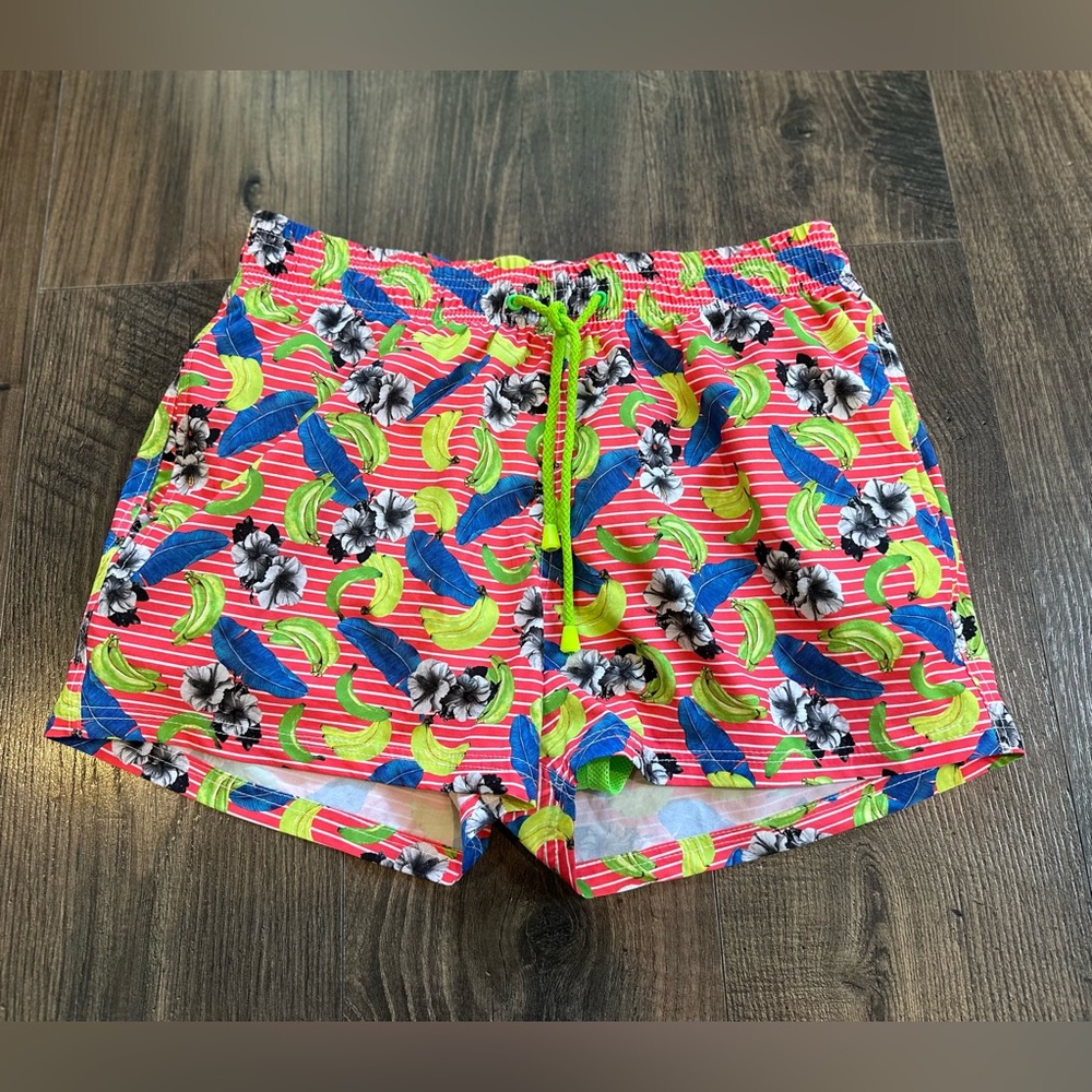CROL Libre Colorful Swim Trunks Shorts, Banana, Floral, Made in Colombia Size: M